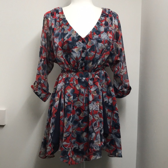 BCBGeneration Dresses & Skirts - BCBGeneration Floral Red Blue Spring Dress Size Sm